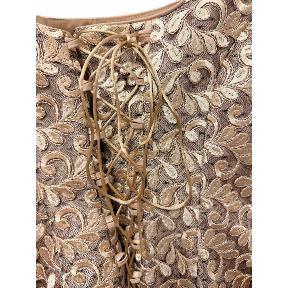 Sonia Peña Gold Brocade Corset Top Lace Up Back Bustier Floral Formal EU 42 (10) - Picture 11 of 13
